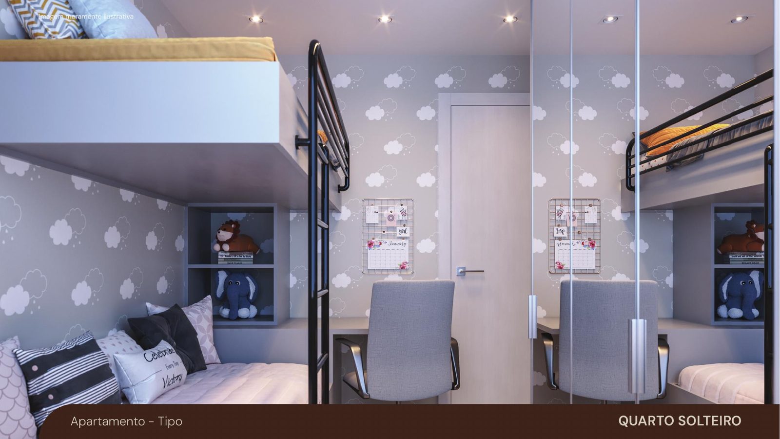 Quarto solteiro, Apartamento tipo